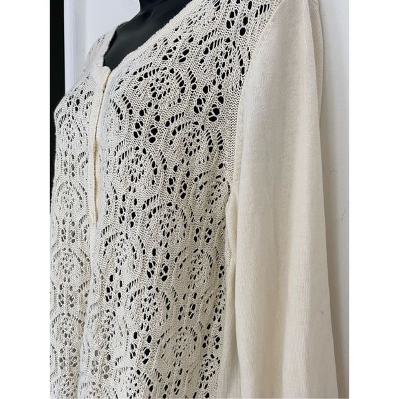 Christopher & Banks 100% Cotton Knit 3/4 Sleeves Cardigan Size XL - Picture 4 of 12